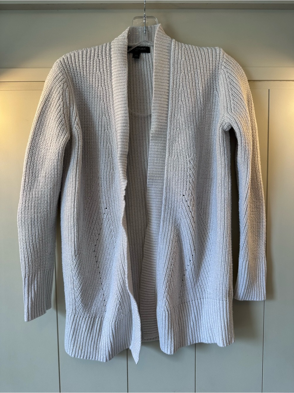 Banana Republic Cream Open-Front Ribbed Cardigan